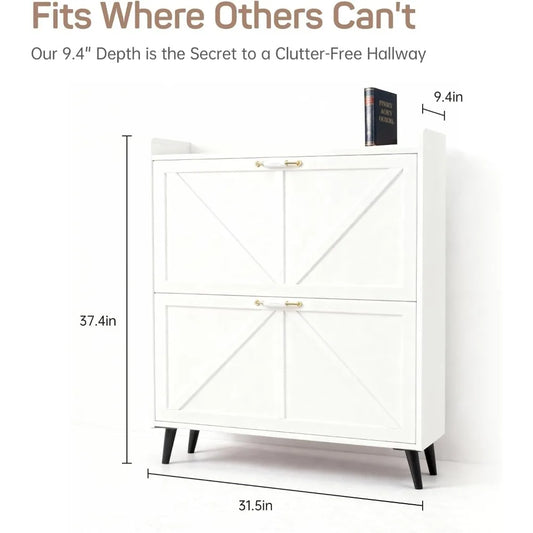 Shoe Cabinet for Entryway with Flip Drawers