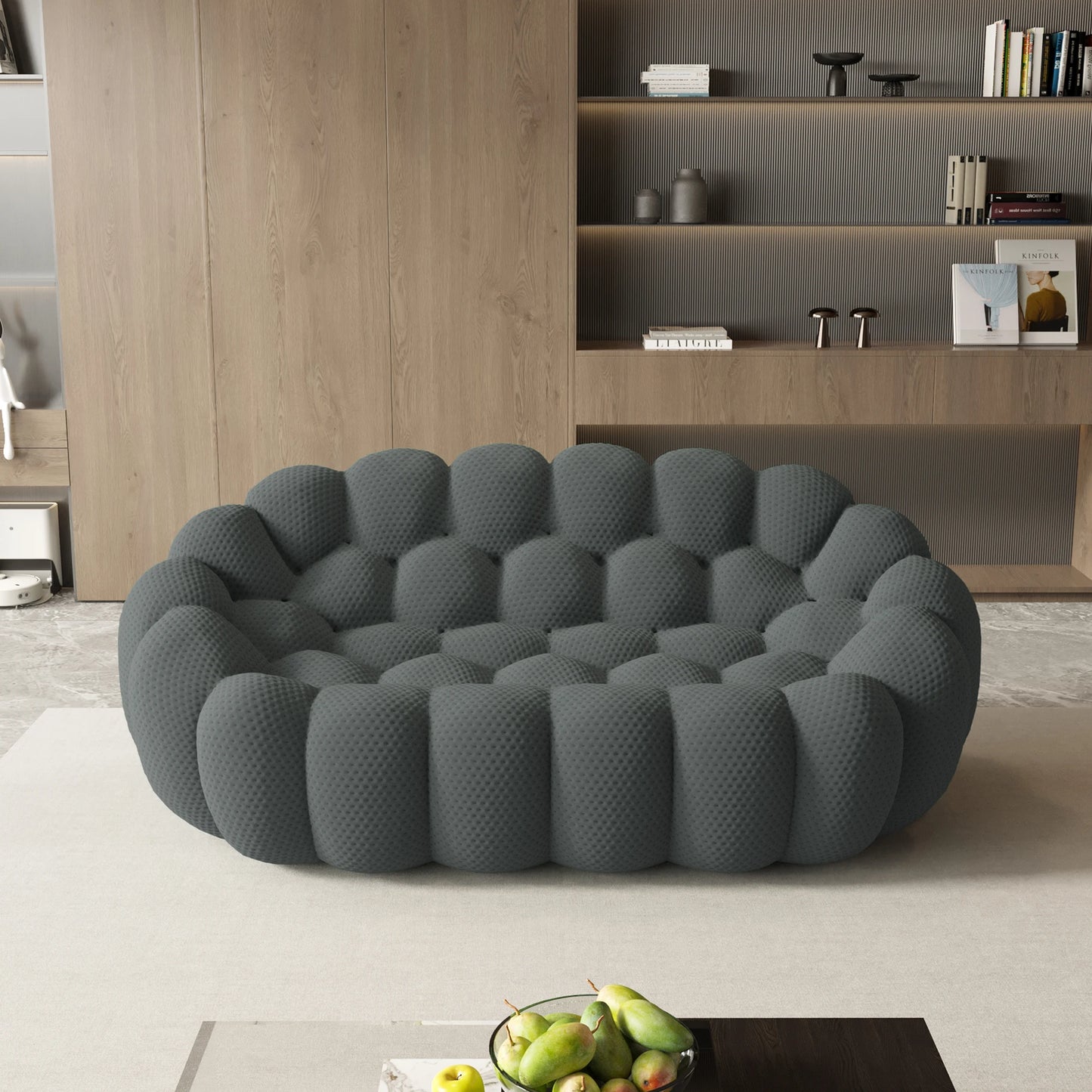 Curved Boneless Loveseat with 3D Knitted Fabric