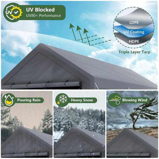 Carport 10x20 Ft Heavy Duty Canopy Steel Storage