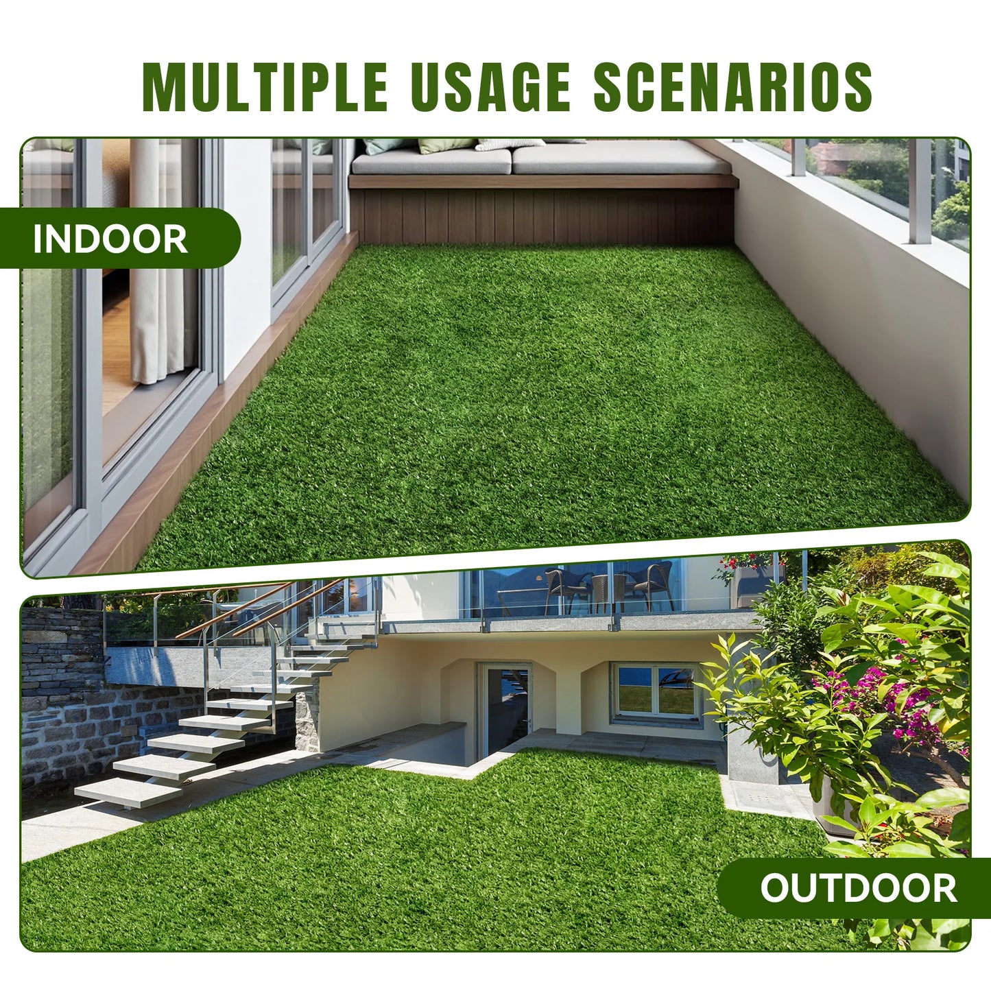 7FT×12FT Realistic Artificial Turf Grass Pet Friendly