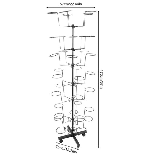 Mobile 7-Tier Black Hat Rack Stand