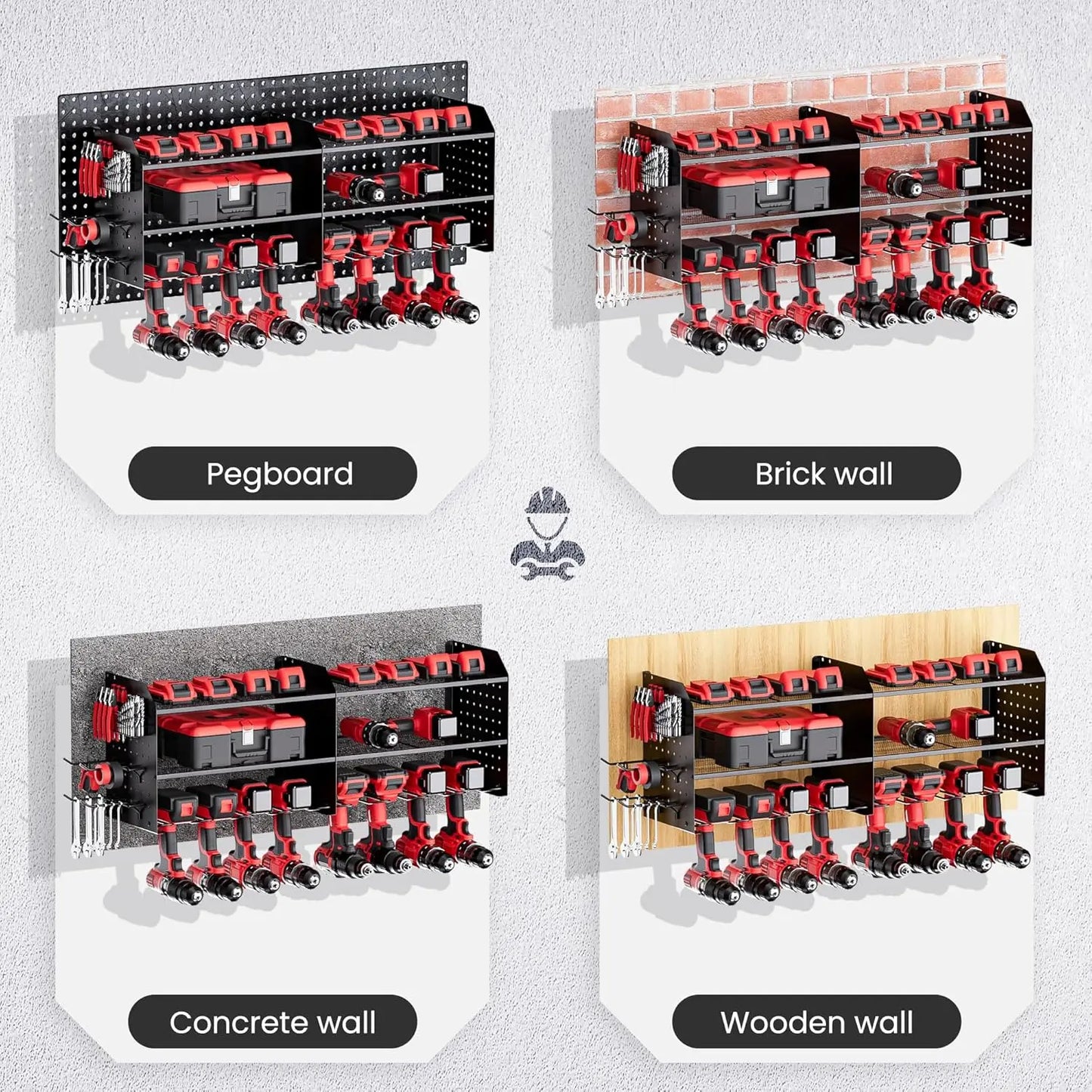 Wall Mount Tool Organizer with Drill Holder