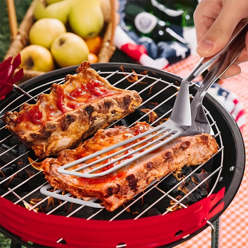 Stainless Steel Steak Tongs for Grilling & Flipping