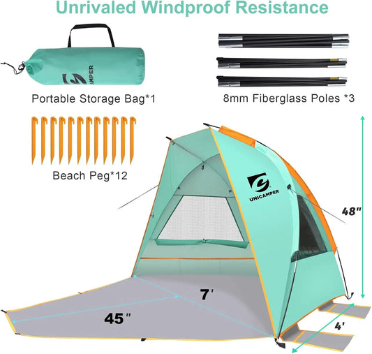 3 Person Beach Tent / Sun Shelter UPF 50+