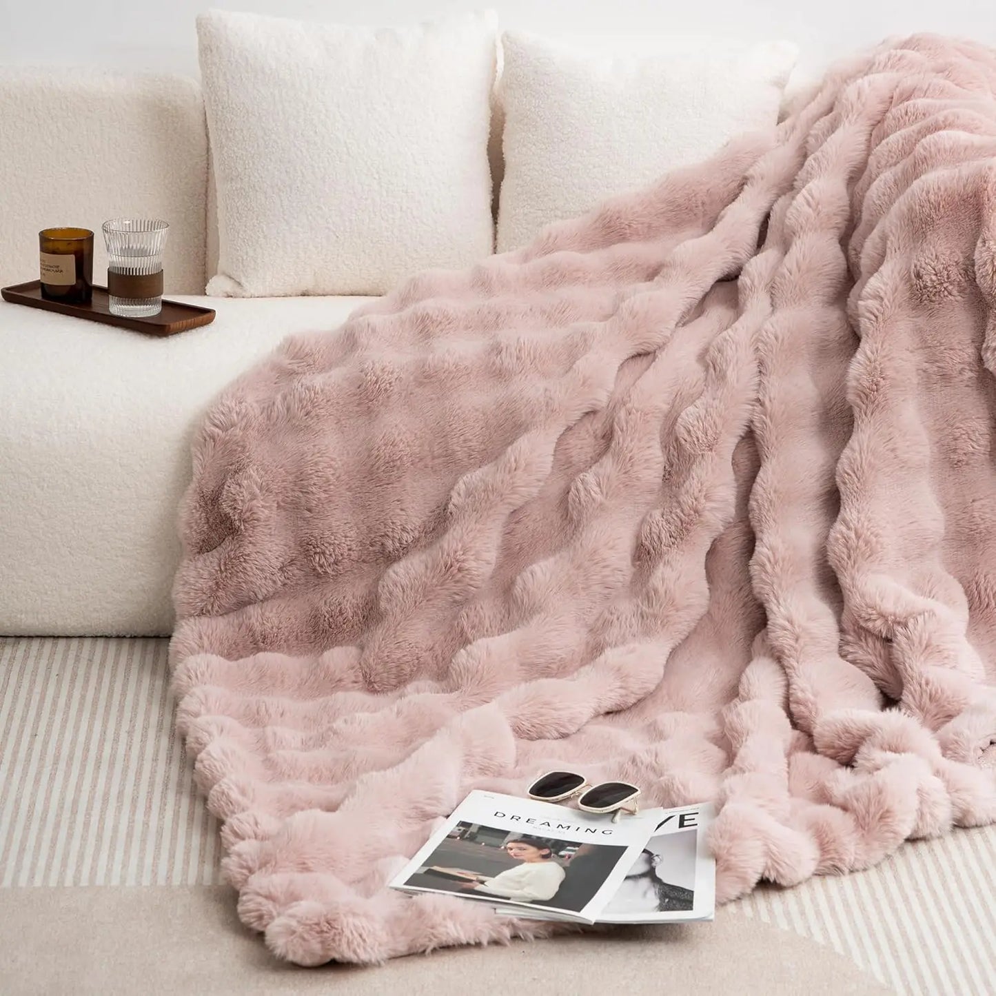 Faux Rabbit Fleece Blanket