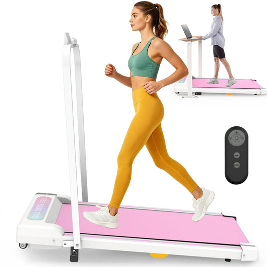 2-in-1 Portable Incline Treadmill with Remote