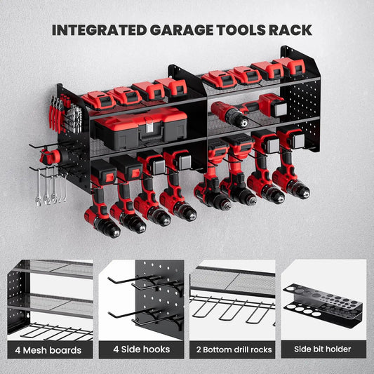 Wall Mount Tool Organizer with Drill Holder