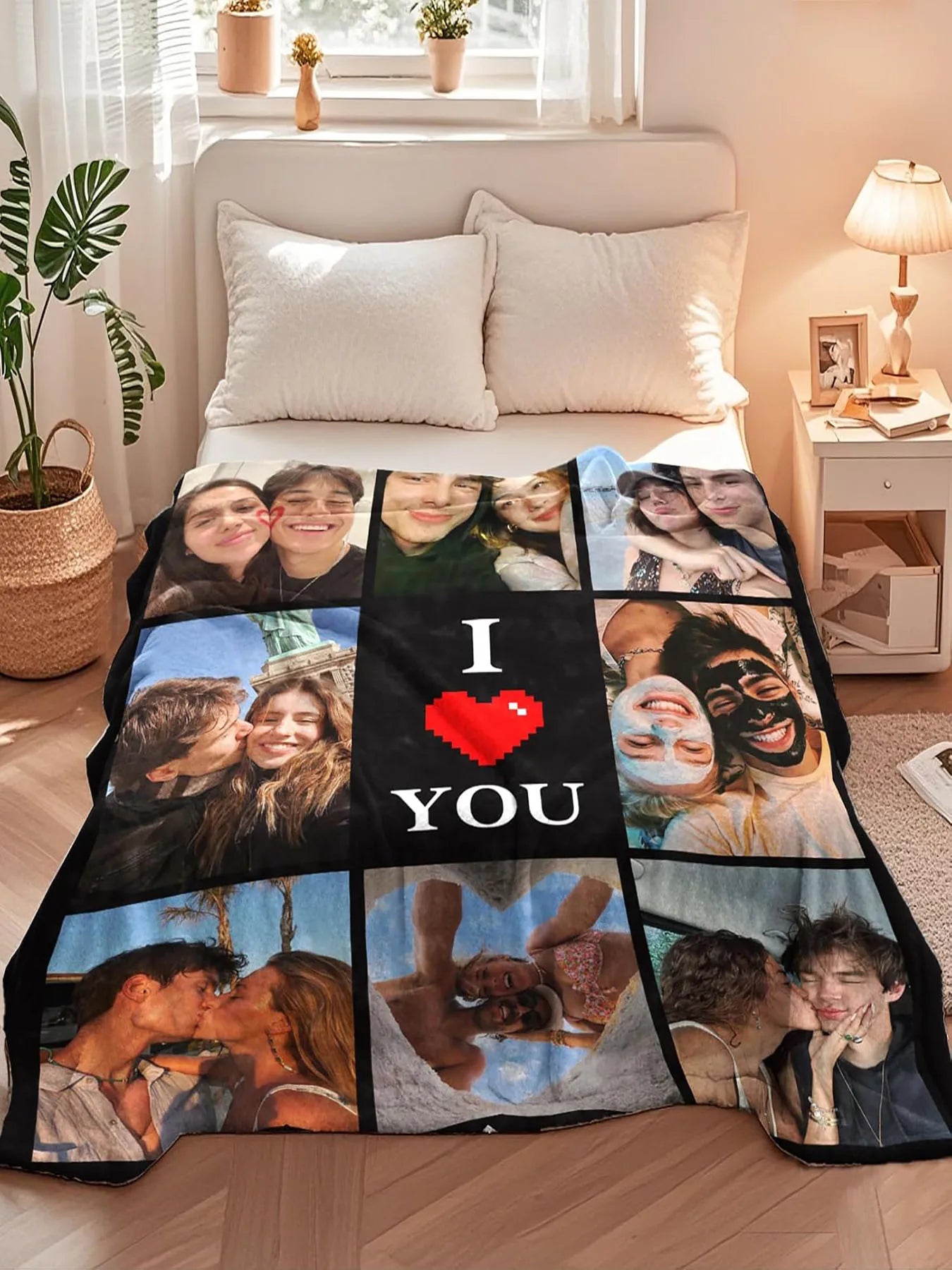 Betty Boop Cartoon Red Heart Flannel Blanket
