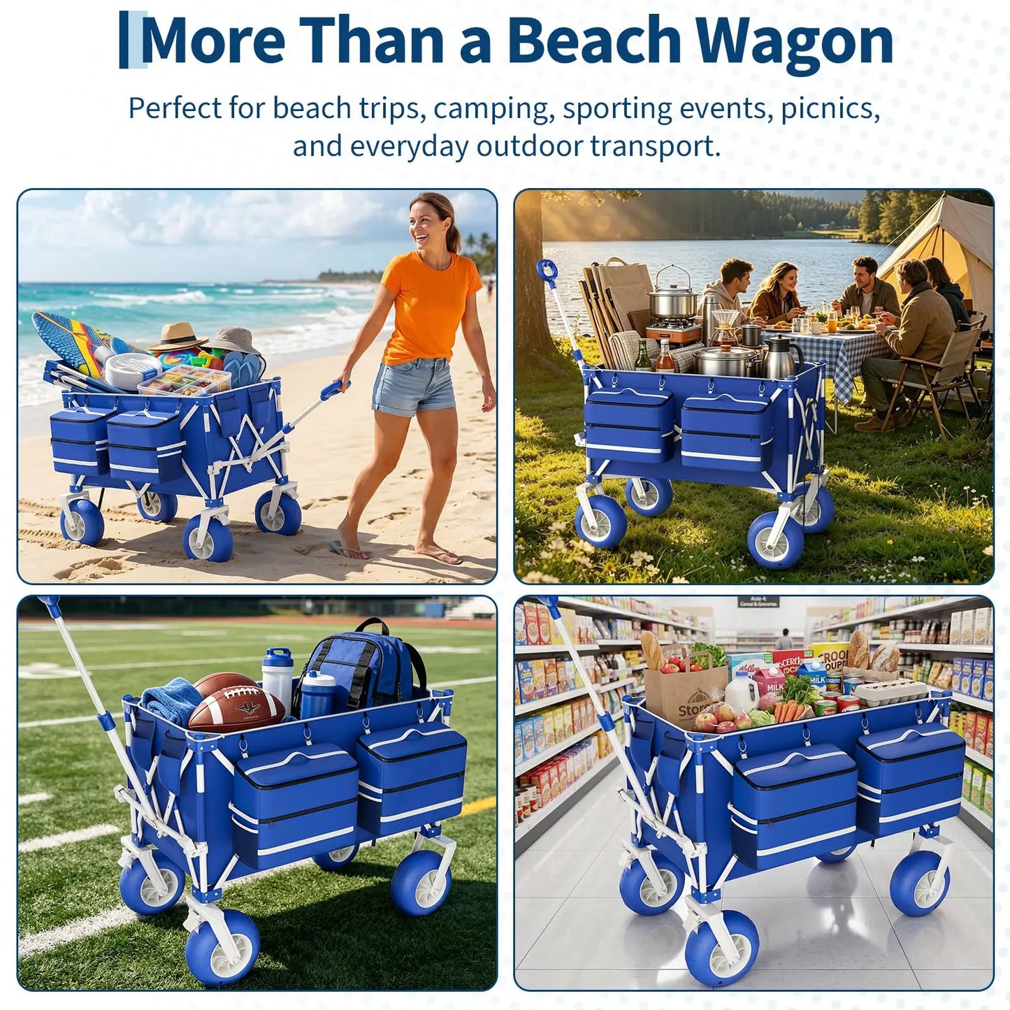 Folding Heavy Duty Beach Wagon Holds 460LBS