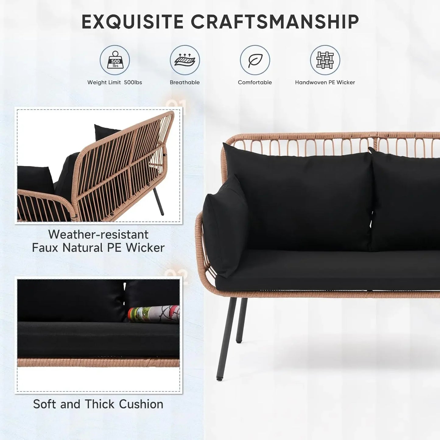 Garden Patio Loveseat, Outdoor Balcony Furniture