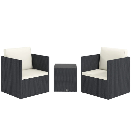 3 Piece Folding Bistro Set, Black