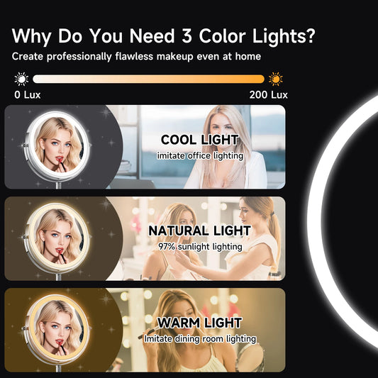 Lighted Makeup Mirror with Brighter Lights,1x/10x