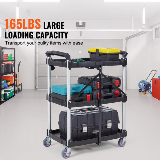 3-Tier Folding Rolling Utility Storage Cart