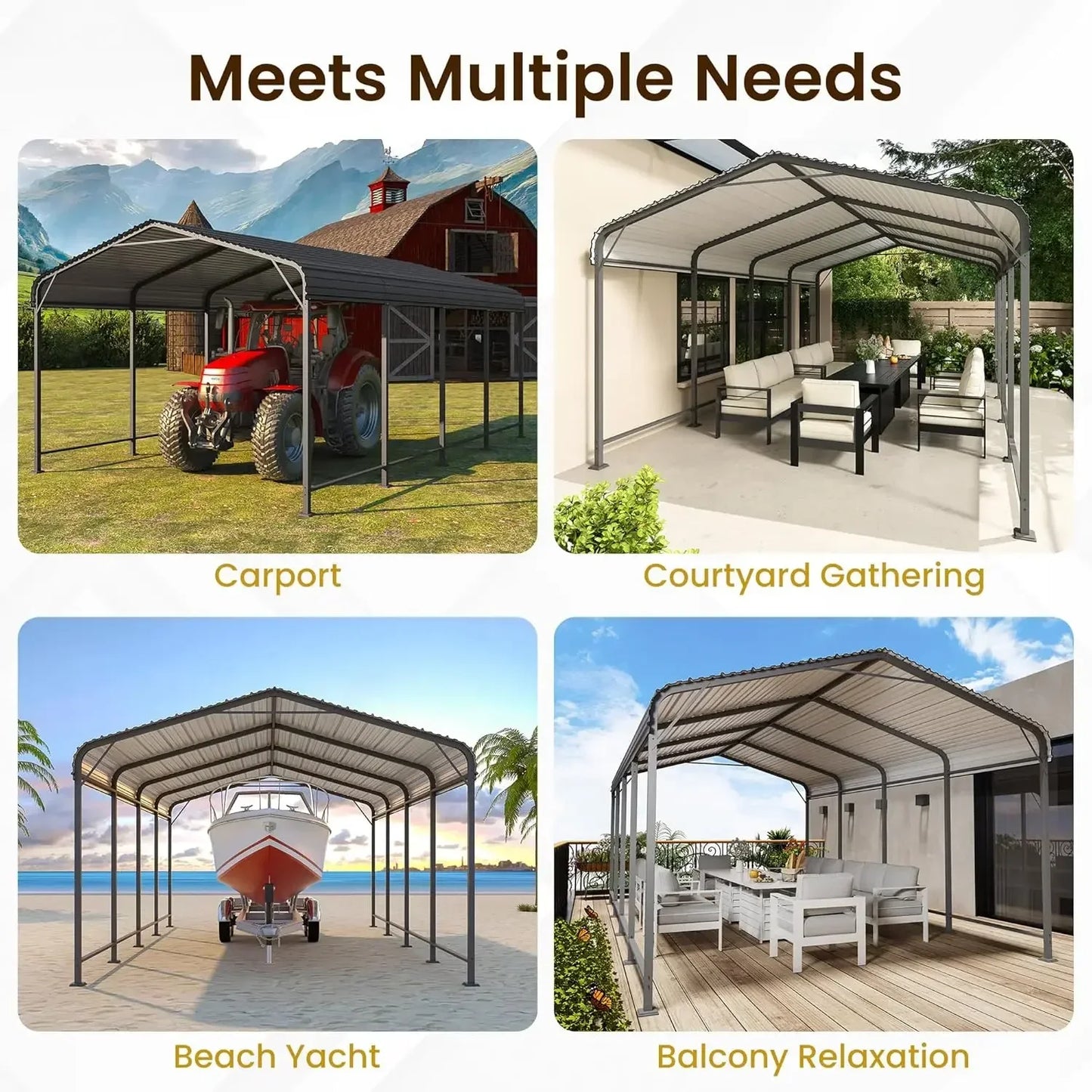 12x20FT Heavy Duty Carport Canopy for All-Weather