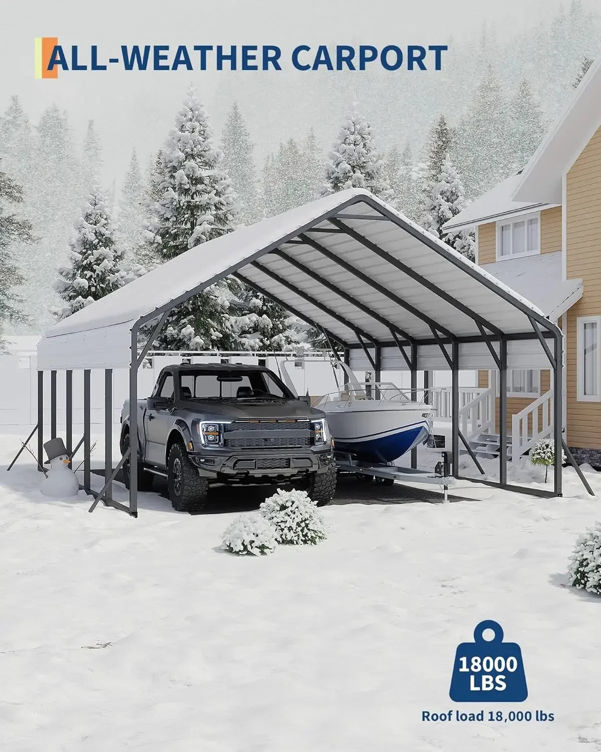 20'x25'x13' Metal Carport for 2 Cars