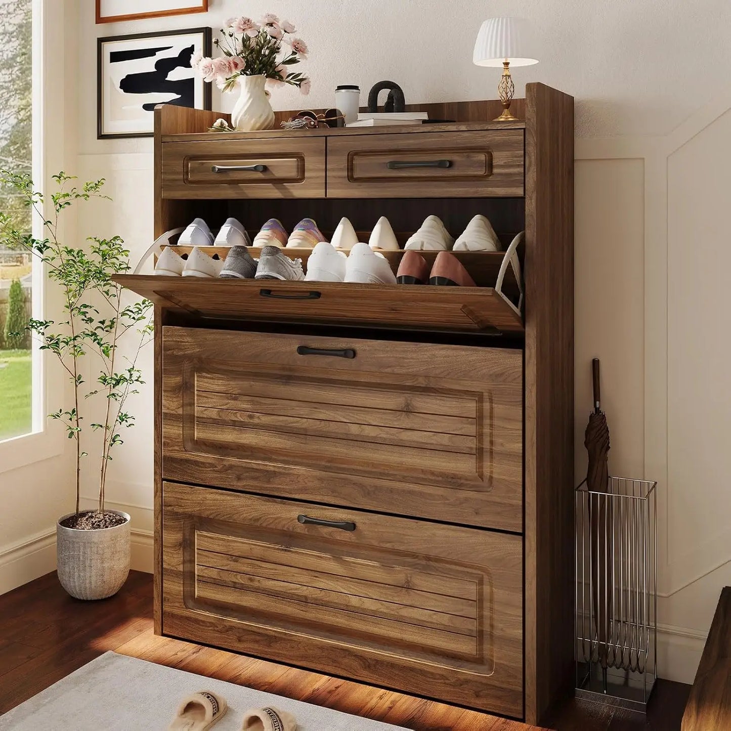 3 Flip Drawer & 2 Storage Drawer Cabinet