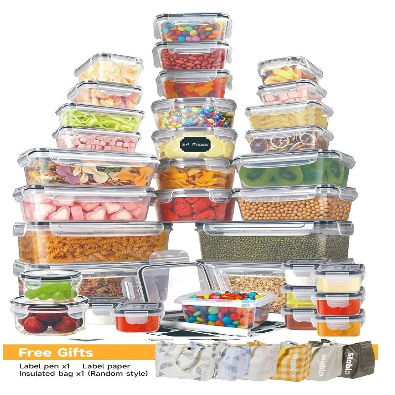 48Pcs BPA-Free Food Storage Set with Labels