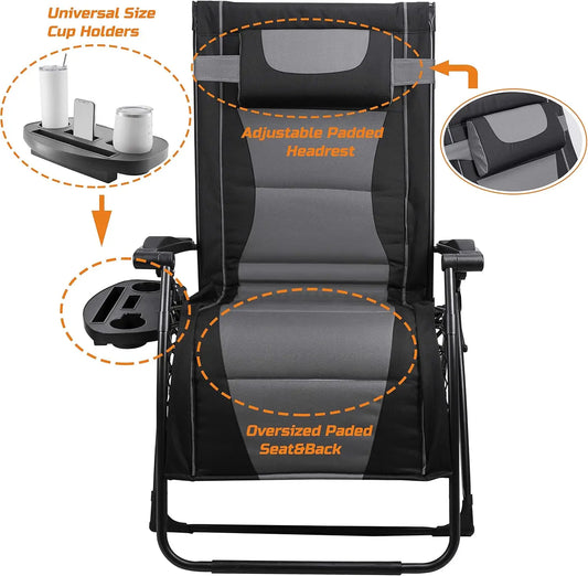 Oversize Recliner Folding  Patio Chairs with Sunshade