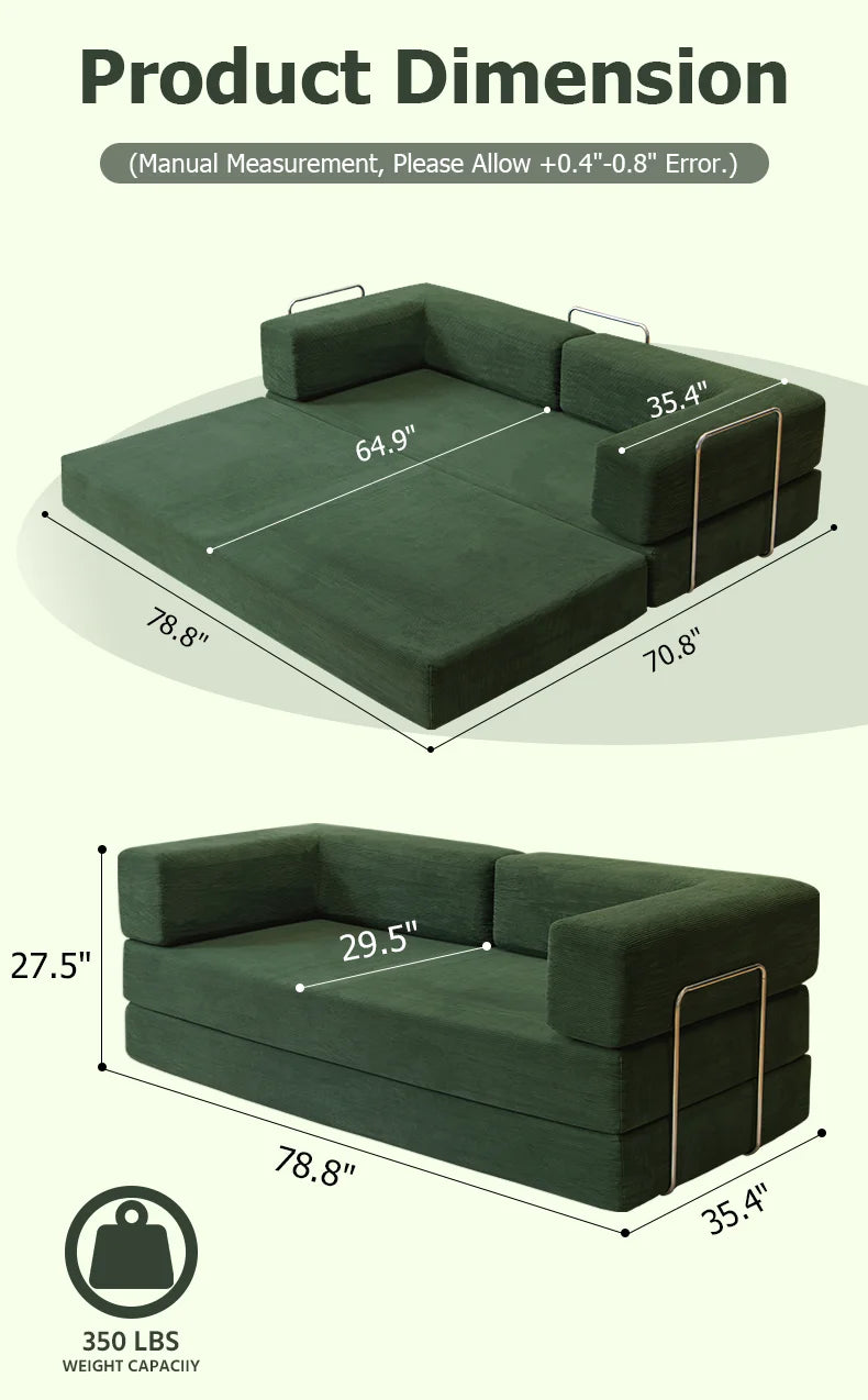 79' Futon Sofa Bed Convertible Couch