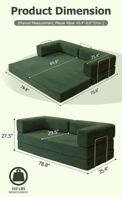 79' Futon Sofa Bed Convertible Couch