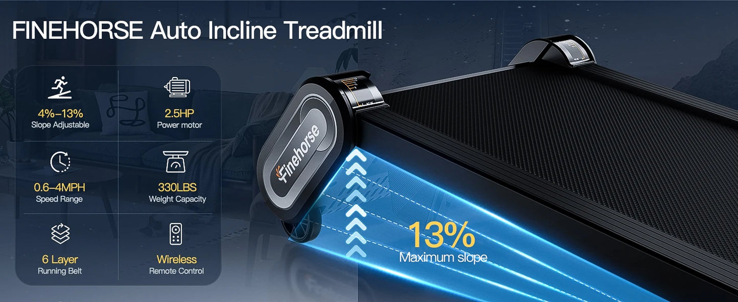 13% 6-Level Walking Pad with Auto Incline