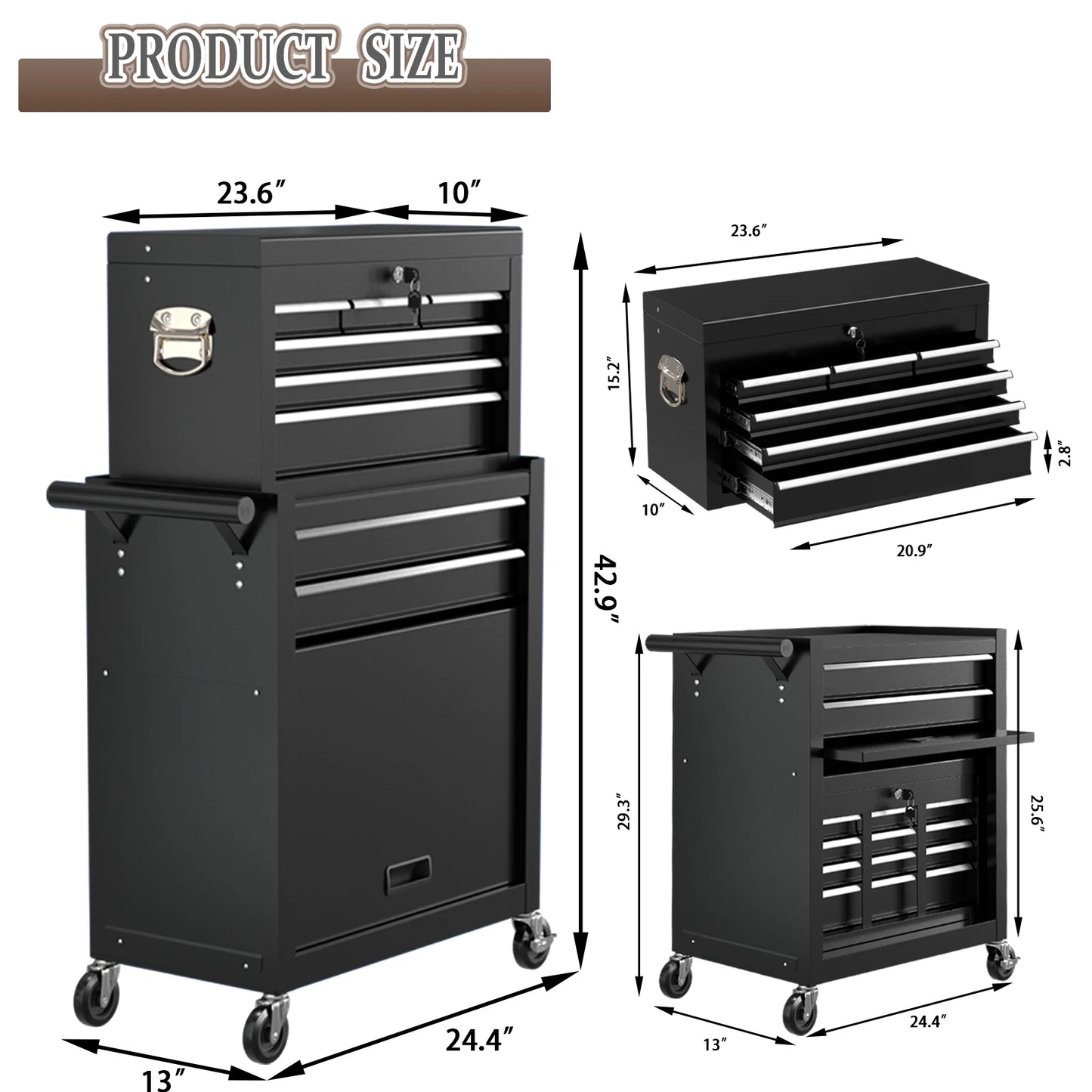 8 Drawer Tools Chest Organizable Tool Box