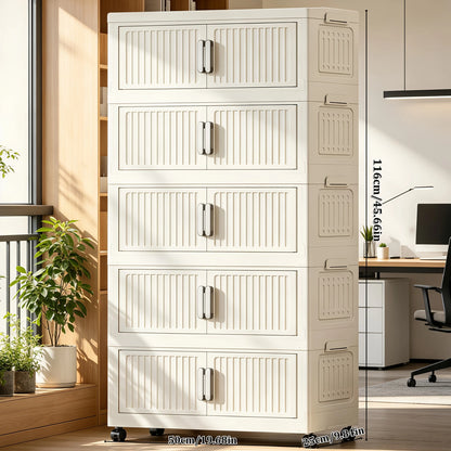 White stackable and foldable storage cabinet