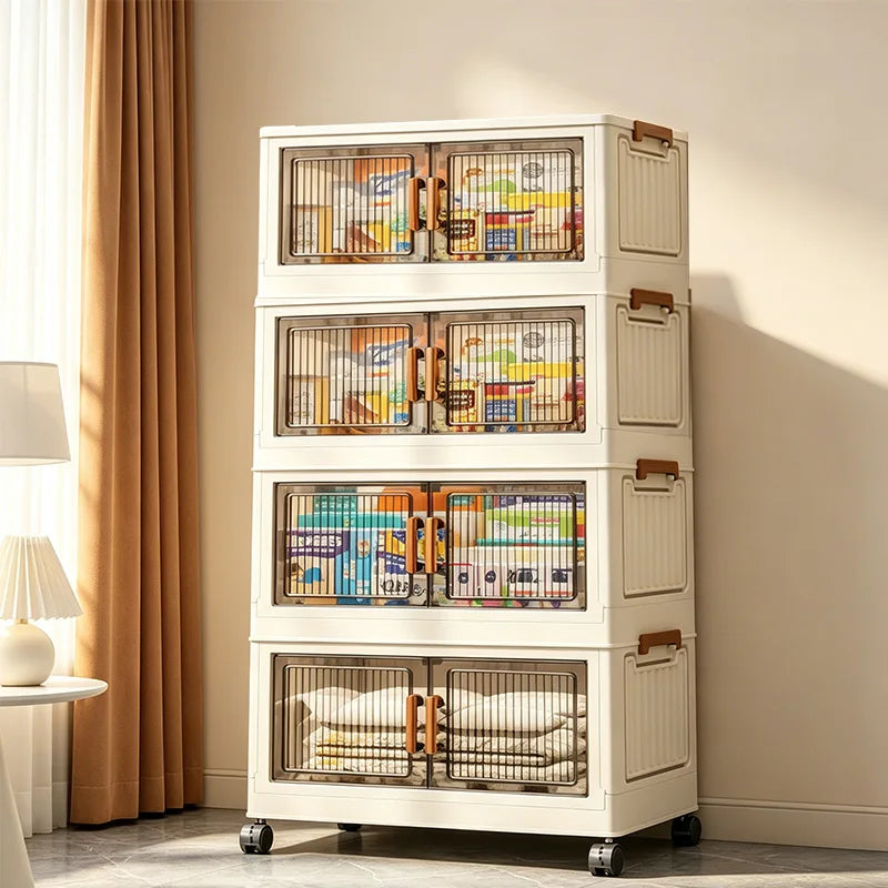 19.7in Stackable Foldable Storage Cabinet with Wheels