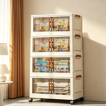 19.7in Stackable Foldable Storage Cabinet with Wheels