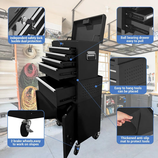 Heavy-Duty Tool Box with Detachable Storage