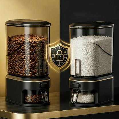 Black Transparent Rice Bucket with Measuring Cup
