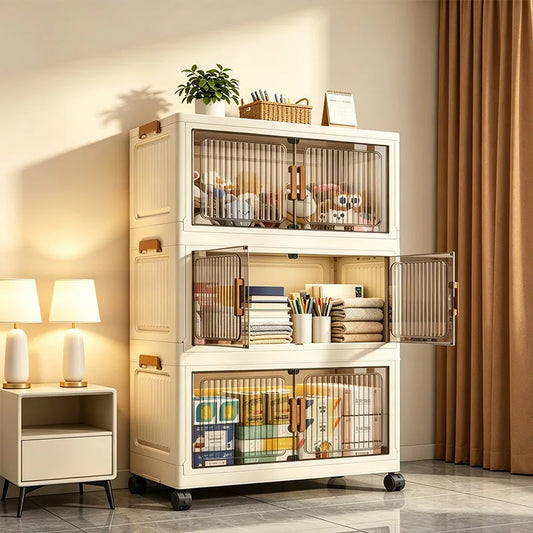 19.7in Stackable Foldable Storage Cabinet with Wheels