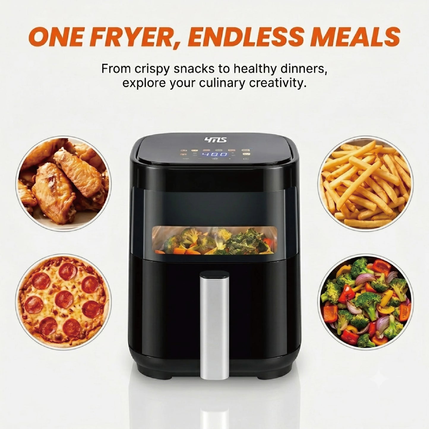 3.2QT Touchscreen Air Fryer with Visible Window