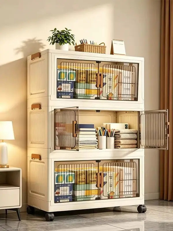 19.7in Stackable Foldable Storage Cabinet with Wheels