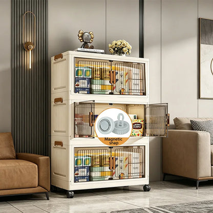 19.7in Stackable Foldable Storage Cabinet with Wheels