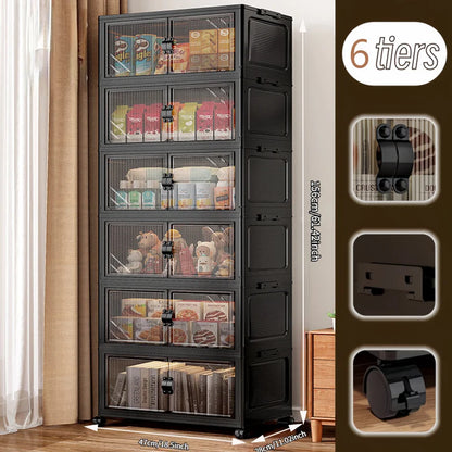 Foldable and stackable cabinet with clear doors