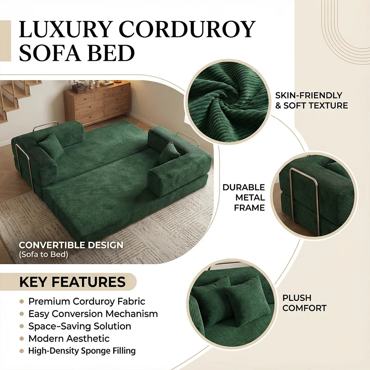79' Futon Sofa Bed Convertible Couch