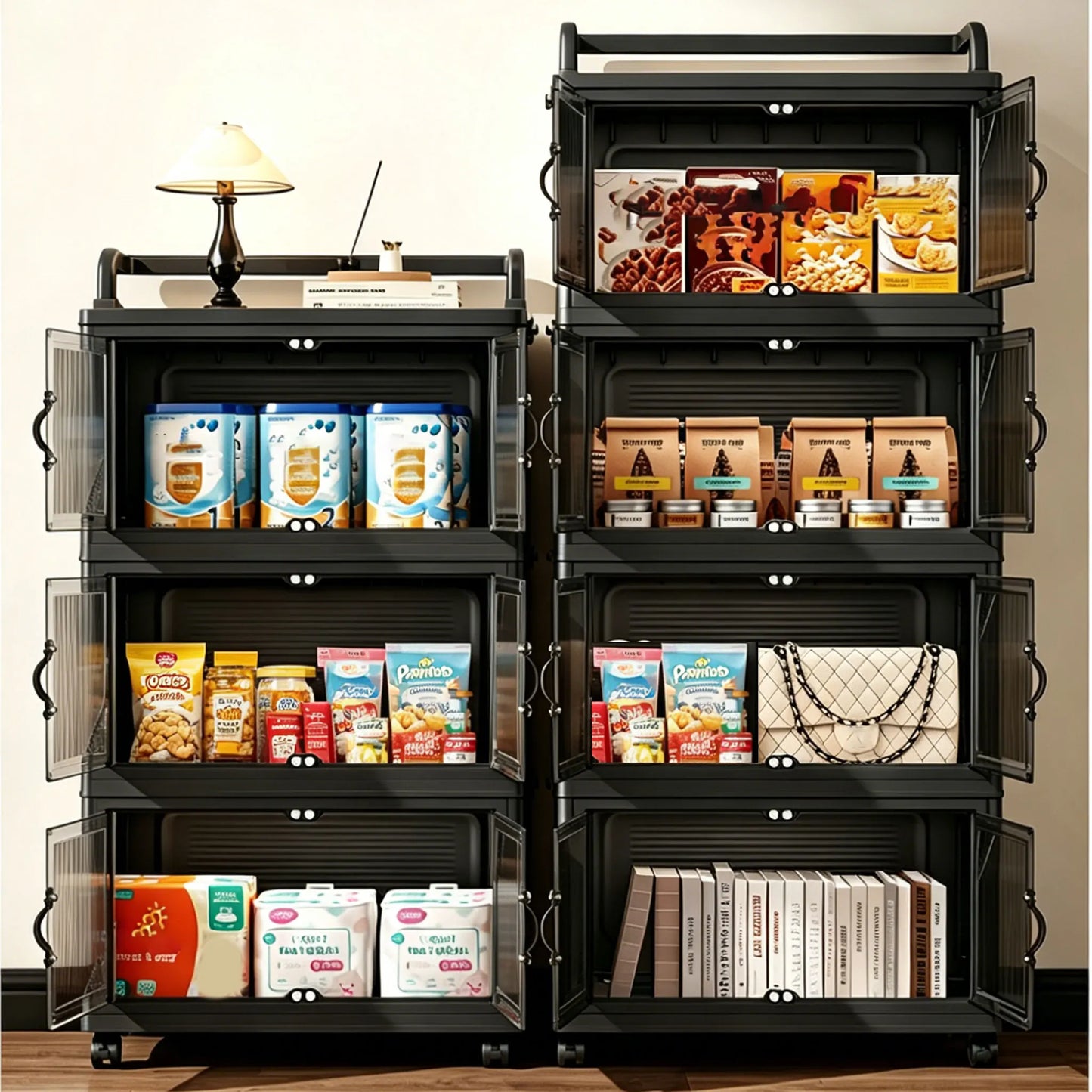 Multi-layer foldable plastic storage cabinet