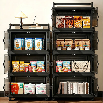 Multi-layer foldable plastic storage cabinet