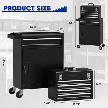 5 Drawer Tools Chest Lockable Wheels