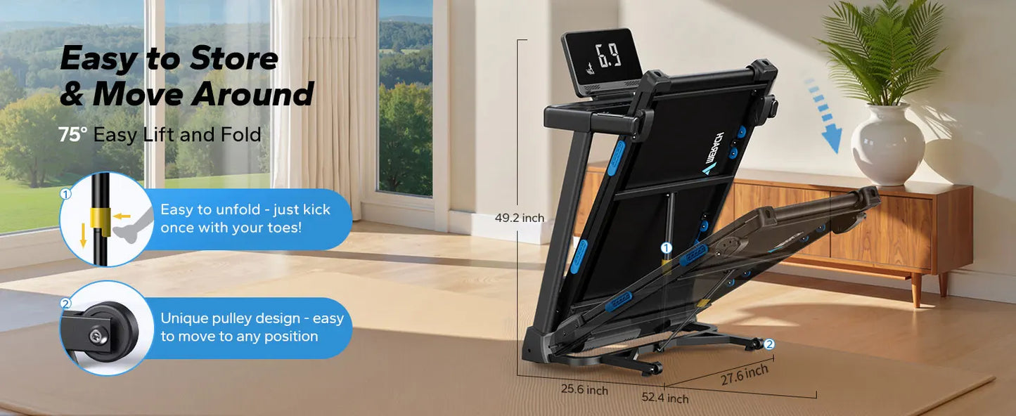 Foldable Quiet Incline Treadmill