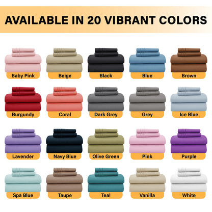 6 Piece Ultra-Soft Microfiber Bed Sheets