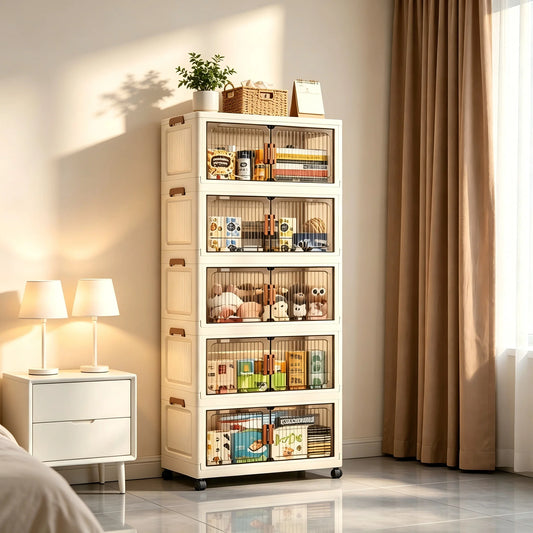 19.7in Stackable Foldable Storage Cabinet with Wheels