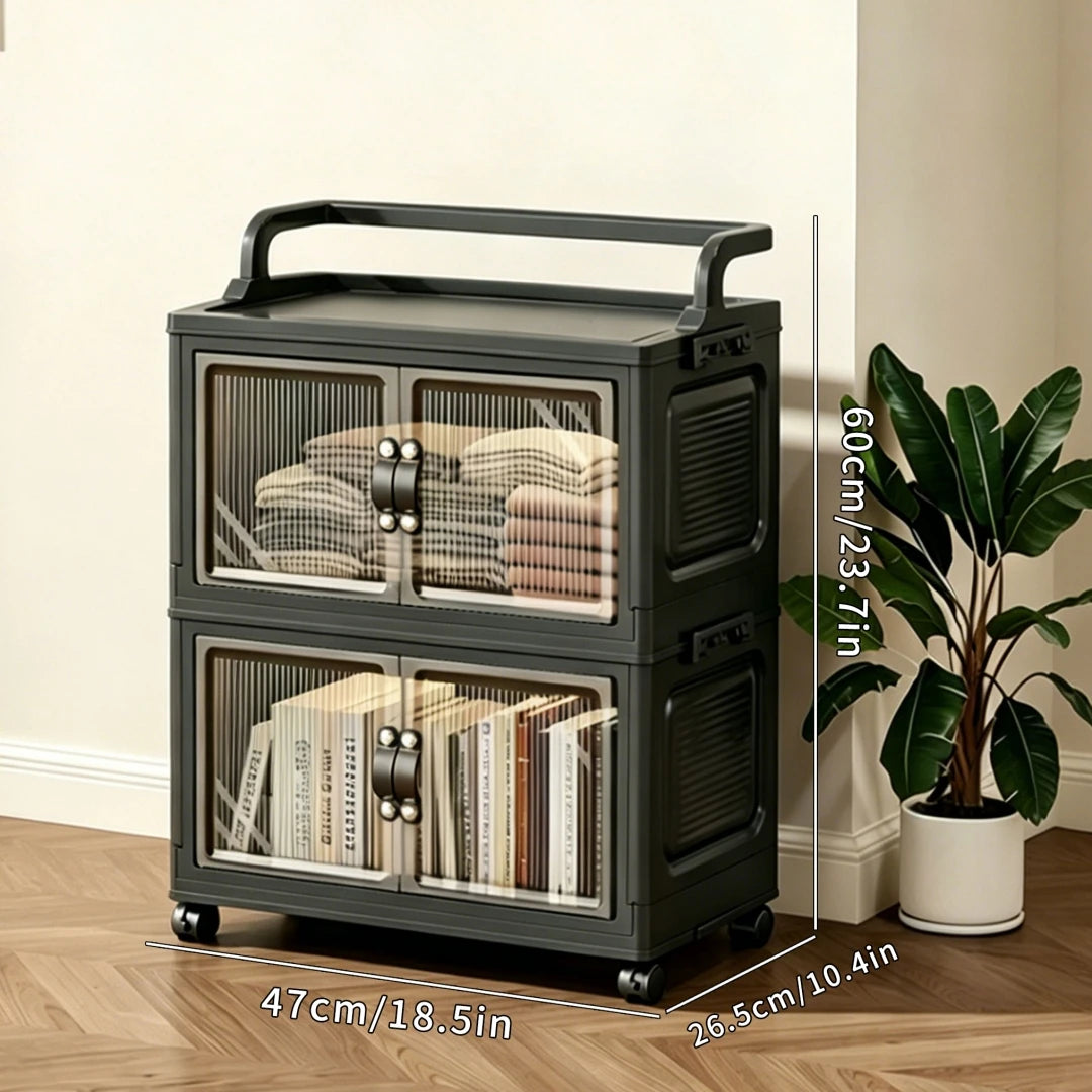Multi-layer foldable plastic storage cabinet