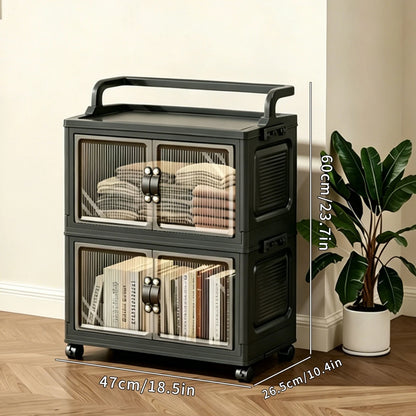 Multi-layer foldable plastic storage cabinet