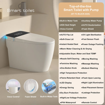 Smart Toilet with Built-in Bidet, AUTO Open/Close