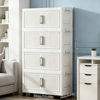 White stackable and foldable storage cabinet