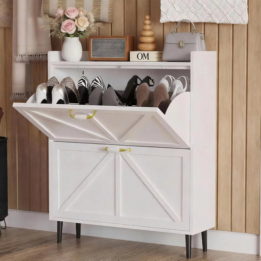 Shoe Cabinet for Entryway with Flip Drawers