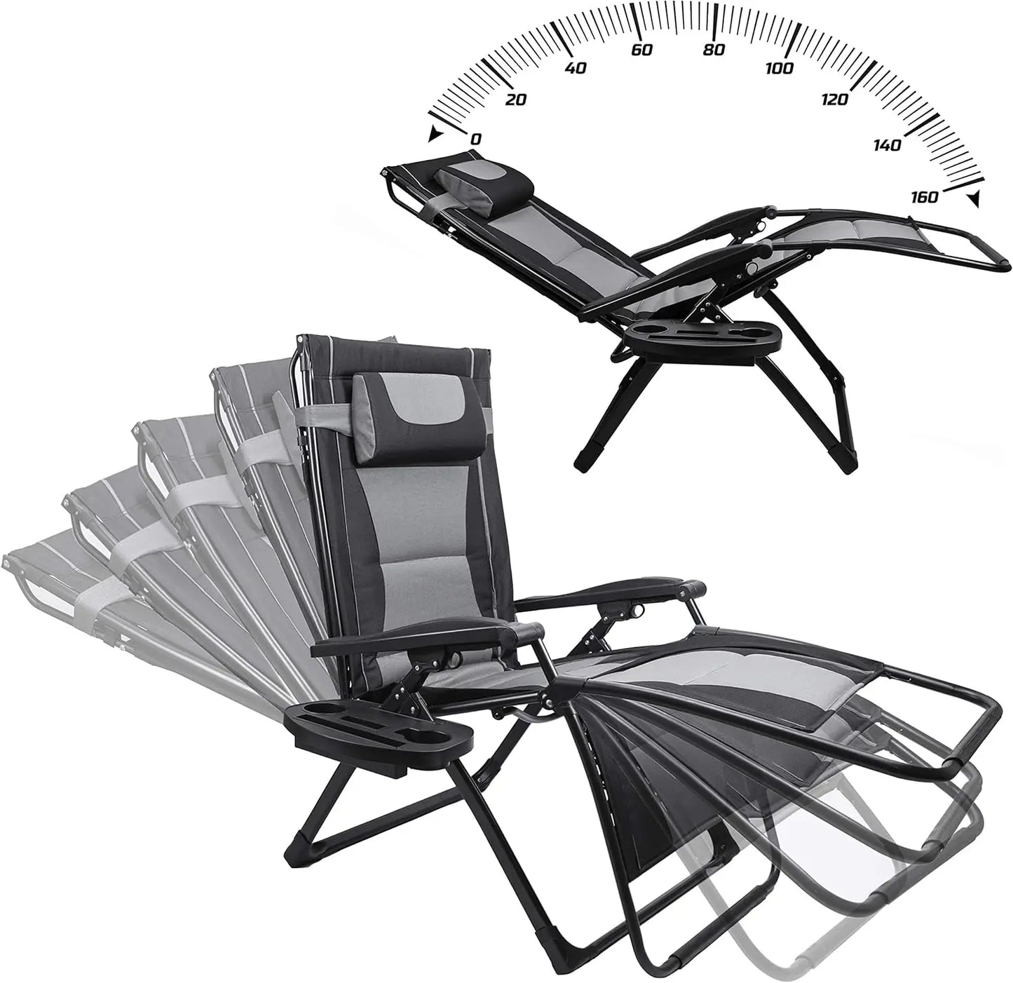 Oversize Recliner Folding  Patio Chairs with Sunshade