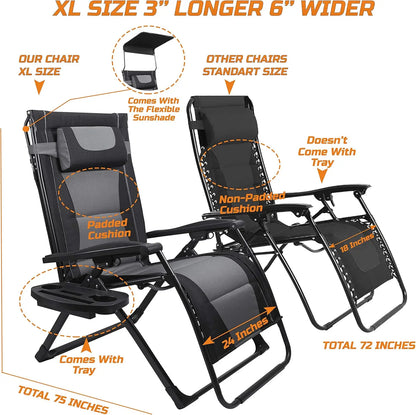 Oversize Recliner Folding  Patio Chairs with Sunshade
